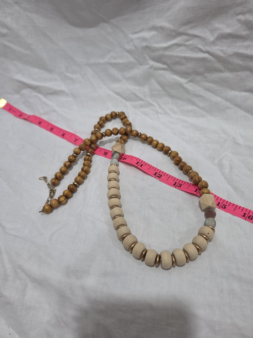 Handcrafted Neutral Bead Necklace - Beige and Tan